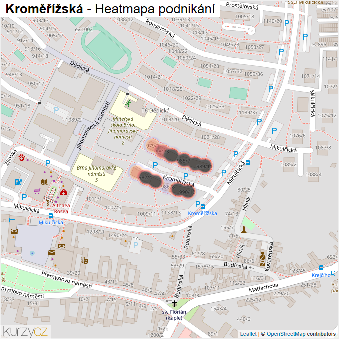 Mapa Kroměřížská - Firmy v ulici.