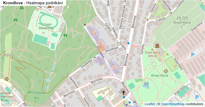 Krondlova - mapa podnikání