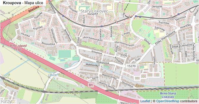 Kroupova - mapa ulice