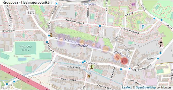 Kroupova - mapa podnikání