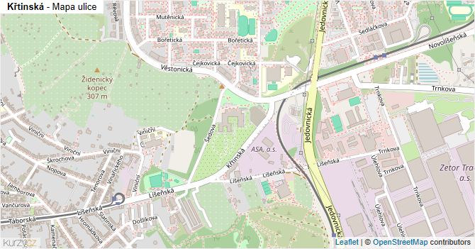 Křtinská - mapa ulice