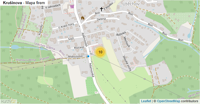 Krušinova - mapa firem