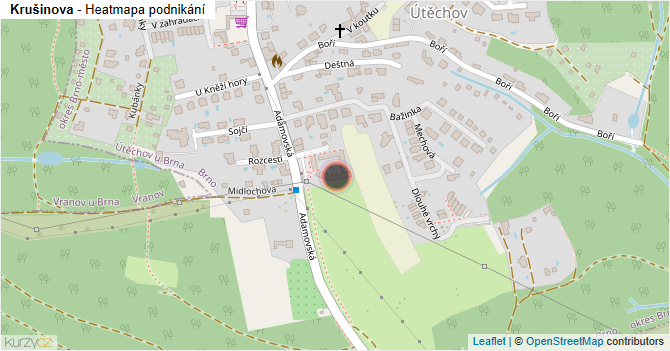 Krušinova - mapa podnikání