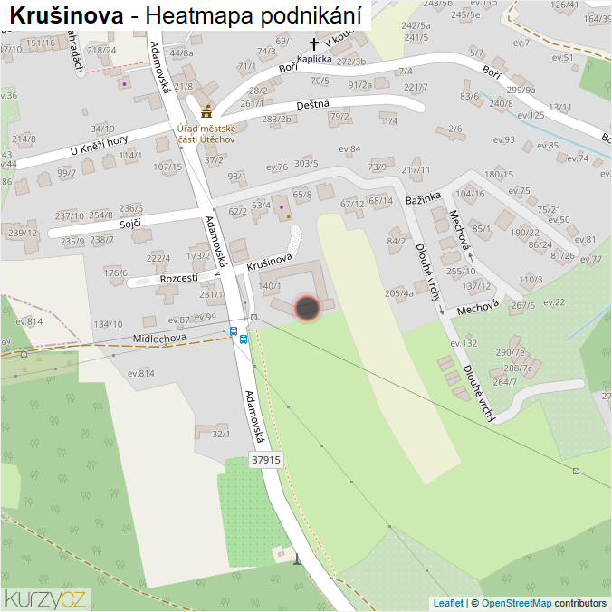 Mapa Krušinova - Firmy v ulici.