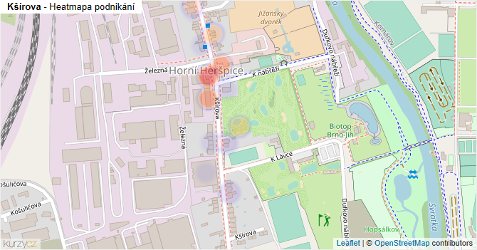 Kšírova - mapa podnikání