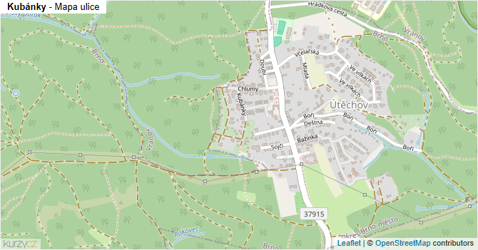 Kubánky - mapa ulice