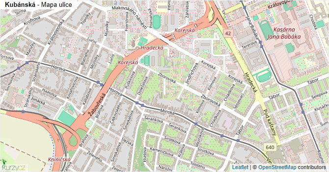 Kubánská - mapa ulice