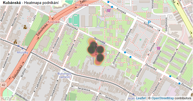 Kubánská - mapa podnikání