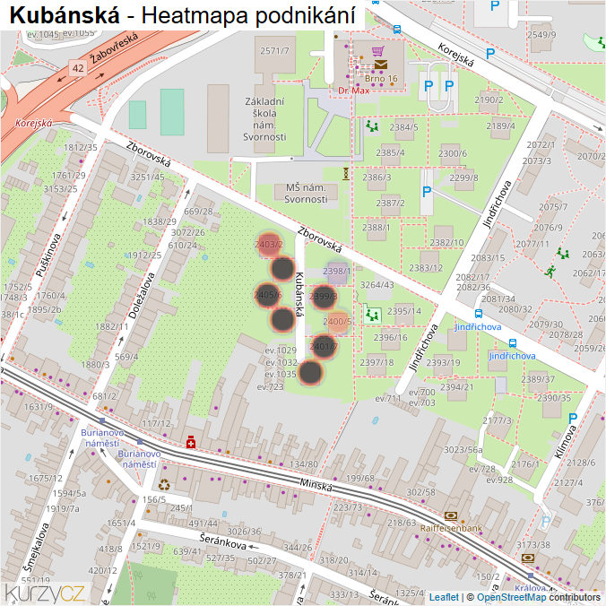 Mapa Kubánská - Firmy v ulici.