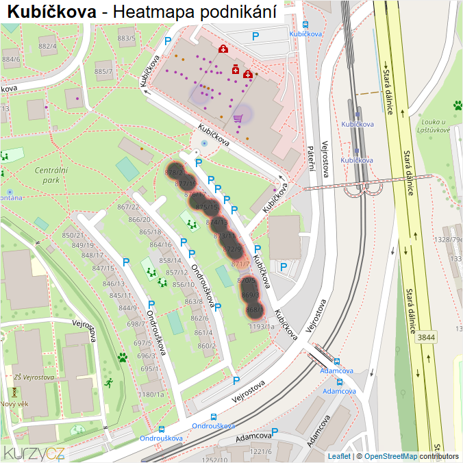 Mapa Kubíčkova - Firmy v ulici.