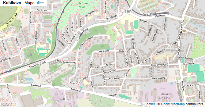 Kubíkova - mapa ulice