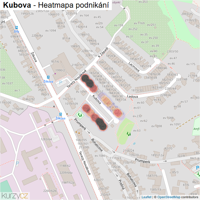 Mapa Kubova - Firmy v ulici.