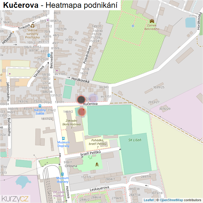 Mapa Kučerova - Firmy v ulici.