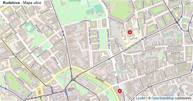 Kudelova - mapa ulice