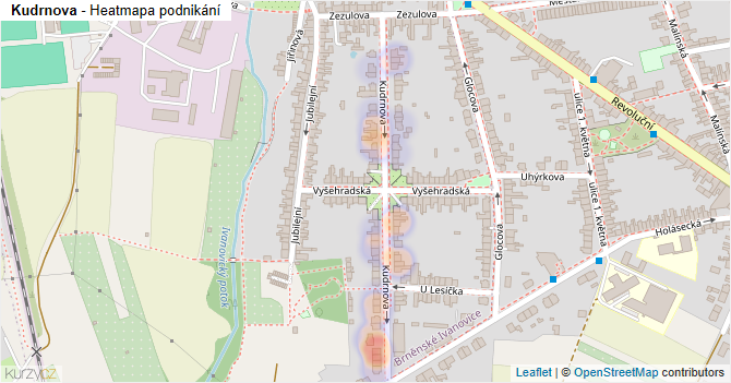 Kudrnova - mapa podnikání