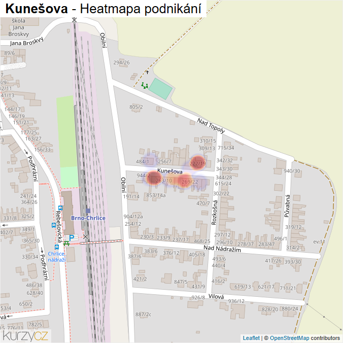 Mapa Kunešova - Firmy v ulici.