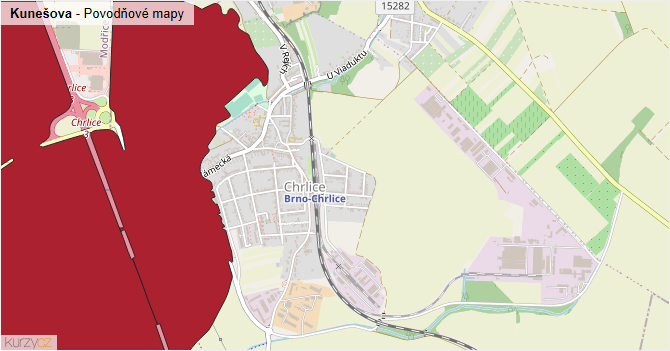 Kunešova - záplavové mapy stoleté vody