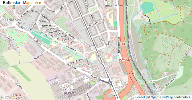 Kuřimská - mapa ulice