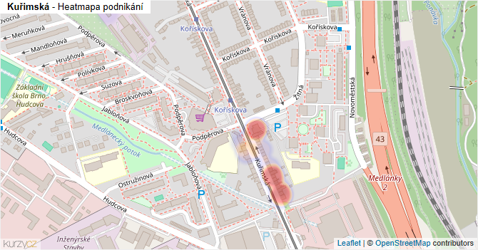 Kuřimská - mapa podnikání