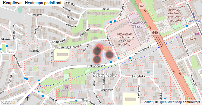 Kvapilova - mapa podnikání