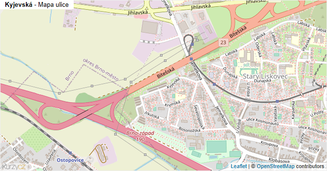 Kyjevská - mapa ulice