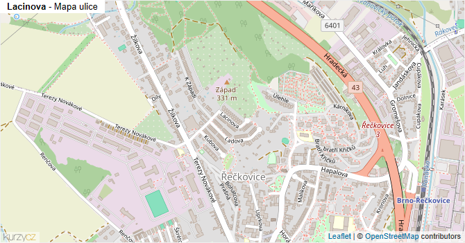 Lacinova - mapa ulice
