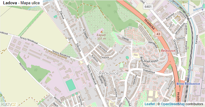 Ladova - mapa ulice