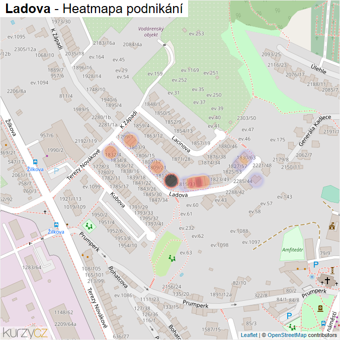 Mapa Ladova - Firmy v ulici.