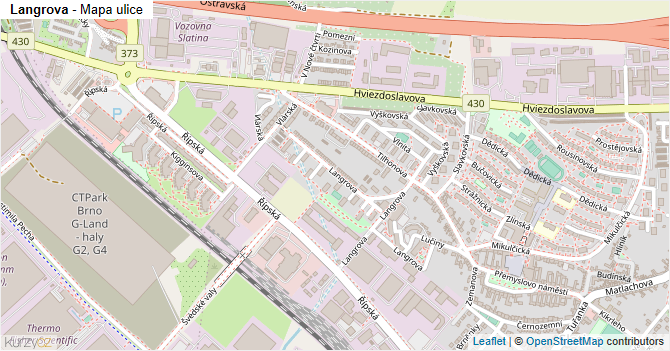 Langrova - mapa ulice