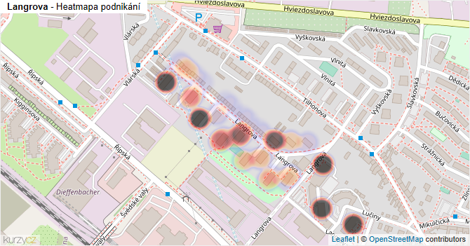 Langrova - mapa podnikání