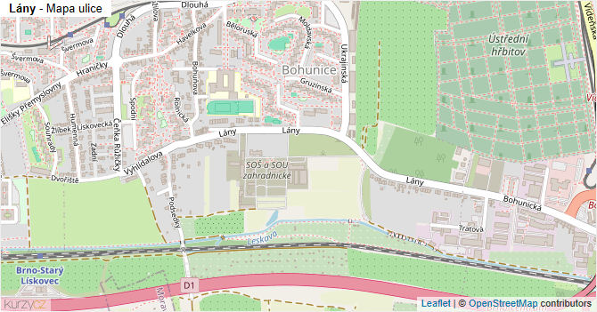 Lány - mapa ulice