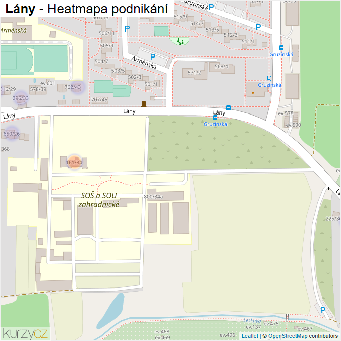 Mapa Lány - Firmy v ulici.