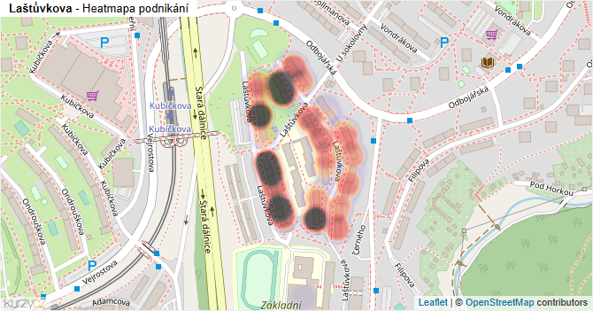 Laštůvkova - mapa podnikání