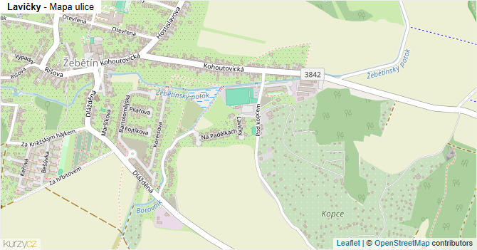 Lavičky - mapa ulice
