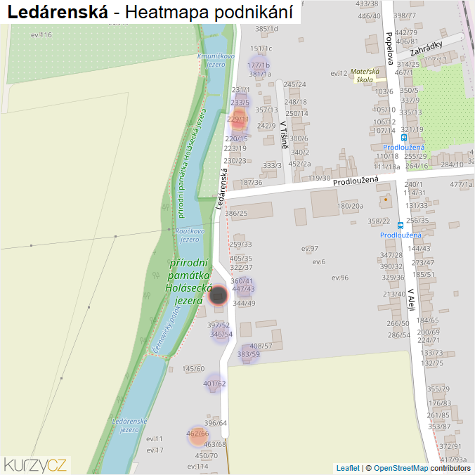 Mapa Ledárenská - Firmy v ulici.