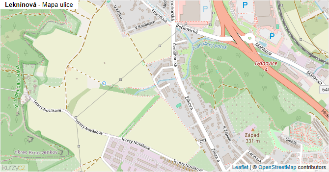 Leknínová - mapa ulice