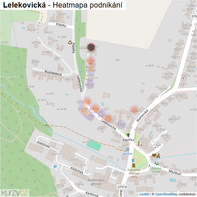 Mapa Lelekovická - Firmy v ulici.