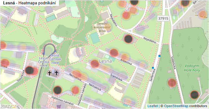 Lesná - mapa podnikání