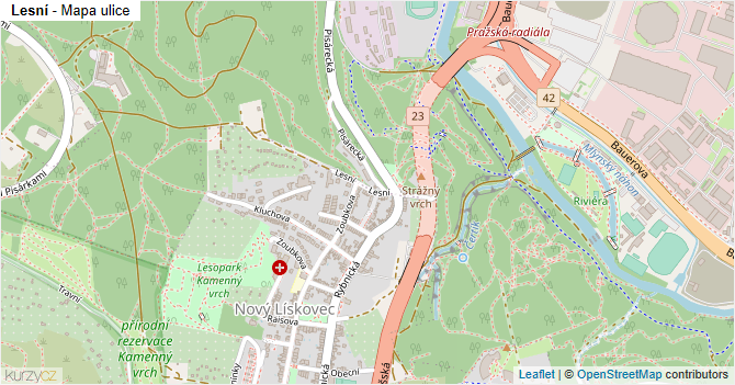 Lesní - mapa ulice