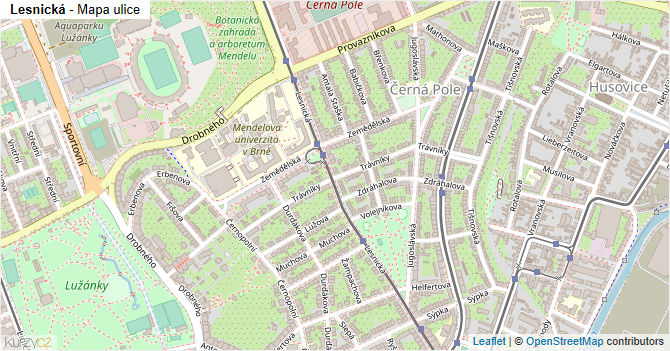 Lesnická - mapa ulice