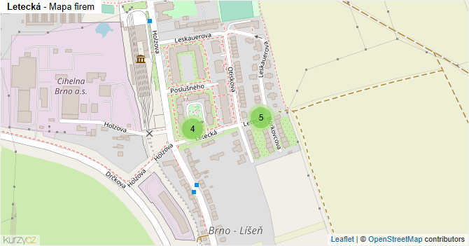 Letecká - mapa firem