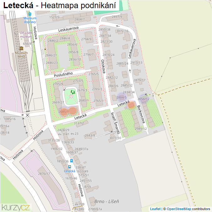 Mapa Letecká - Firmy v ulici.