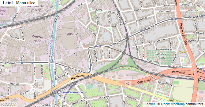 Letní - mapa ulice