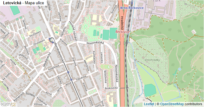 Letovická - mapa ulice