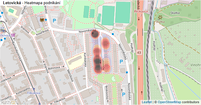 Letovická - mapa podnikání