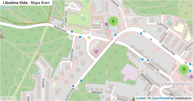 Libušina třída - mapa firem
