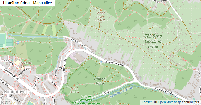 Libušino údolí - mapa ulice