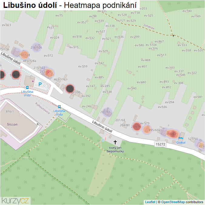 Mapa Libušino údolí - Firmy v ulici.