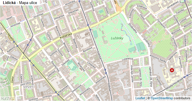 Lidická - mapa ulice