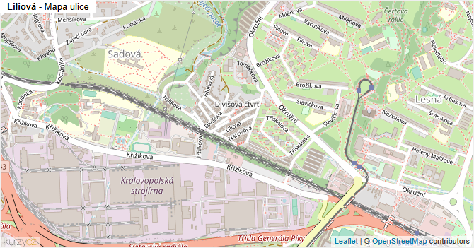 Liliová - mapa ulice
